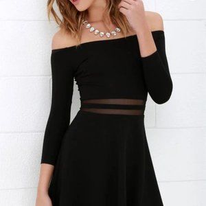 Lulus Mesh Black Skater Dress, size M
